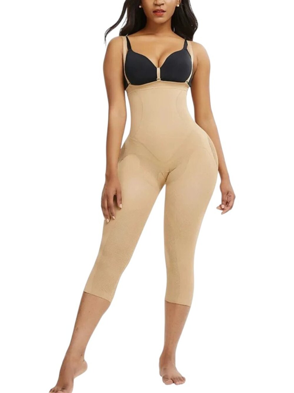 Plus Size Mid-Calf High Waist Compression Mesh Body Shaper | Butt Lift | 2XL/3XL